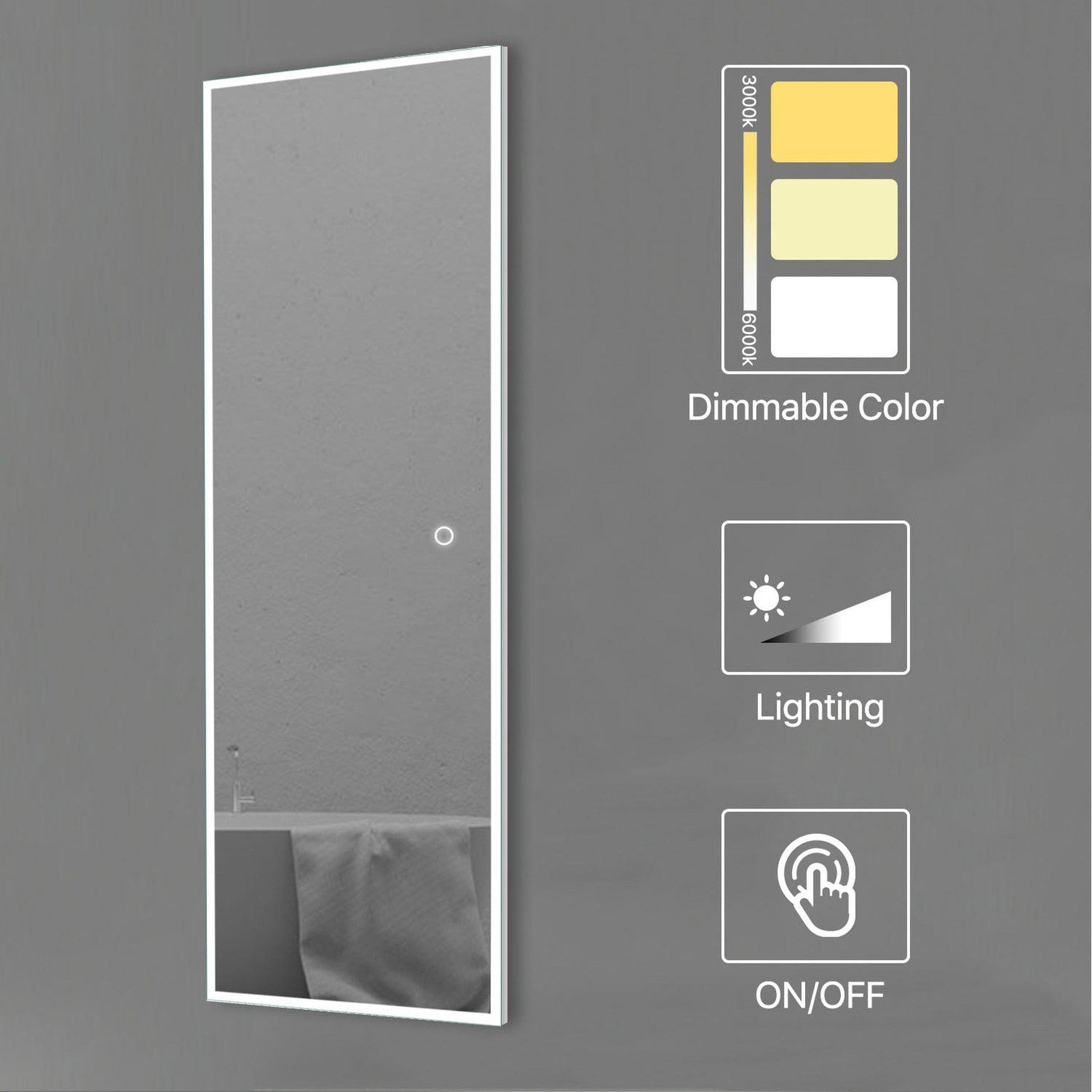 HomeRoots LED Backlit Rectangular Full-length Mirror