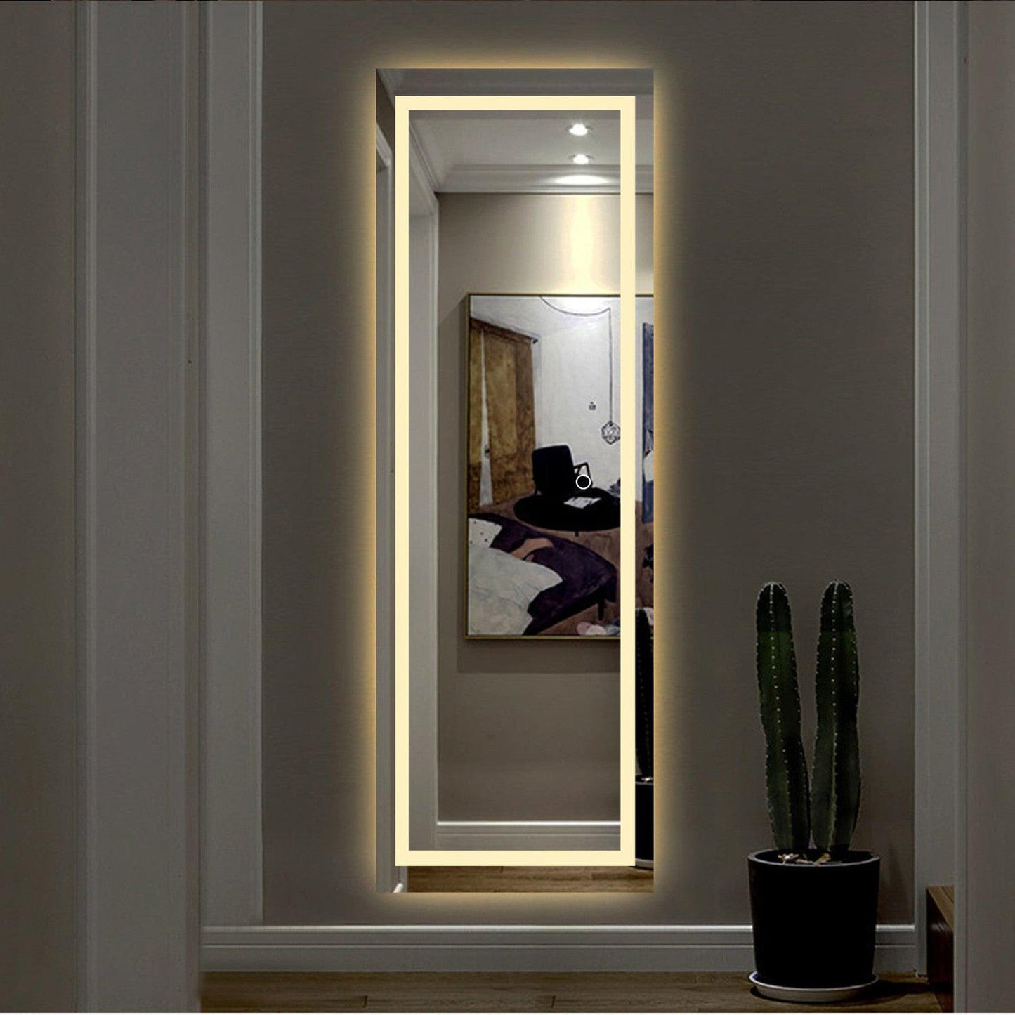 HomeRoots LED Strip Rectangular Wall Mirror