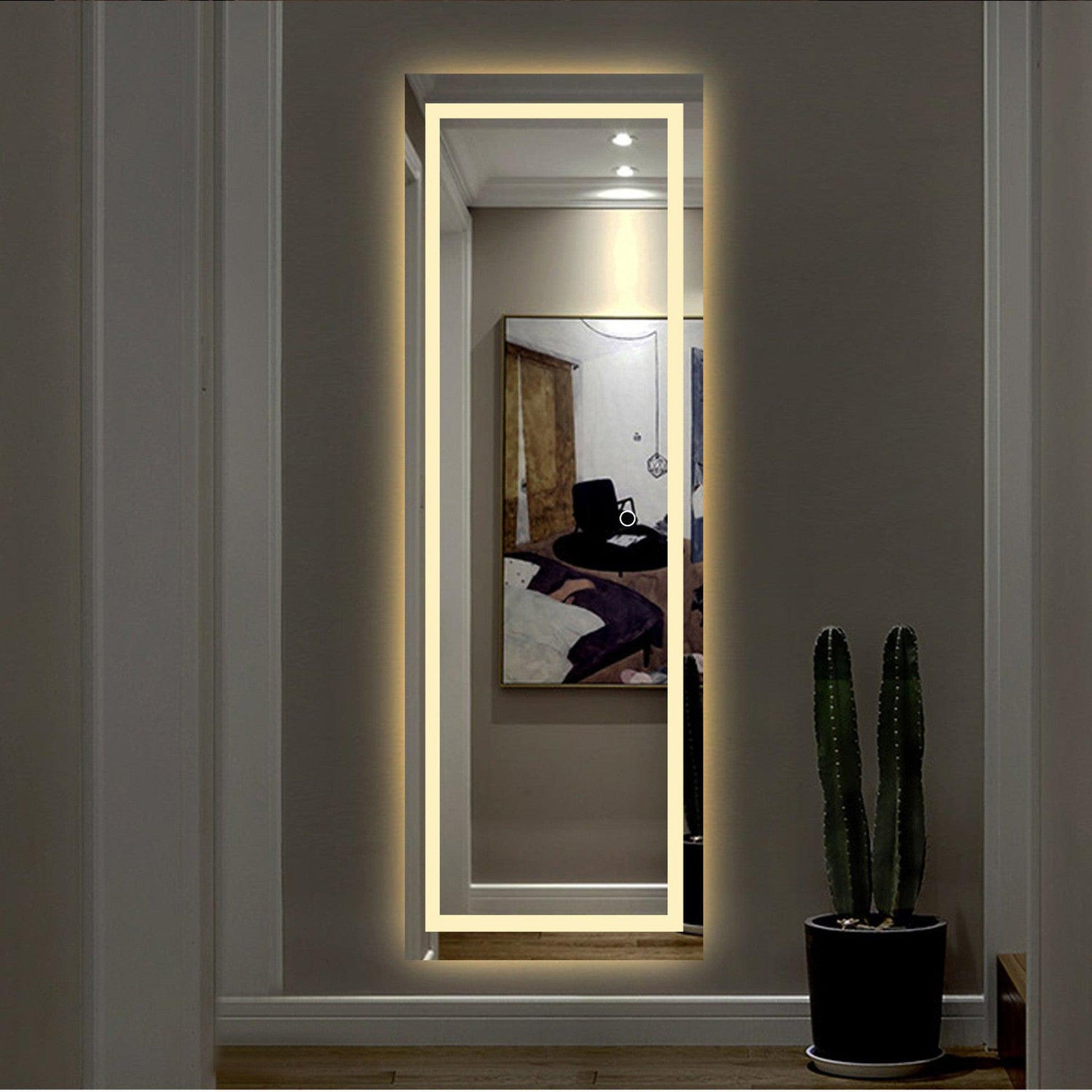 HomeRoots LED Strip Rectangular Wall Mirror