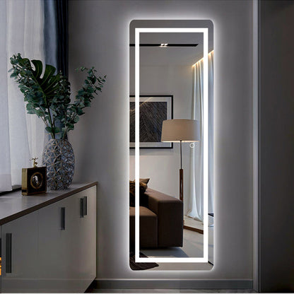 HomeRoots LED Strip Rounded Rectangle Wall Mirror