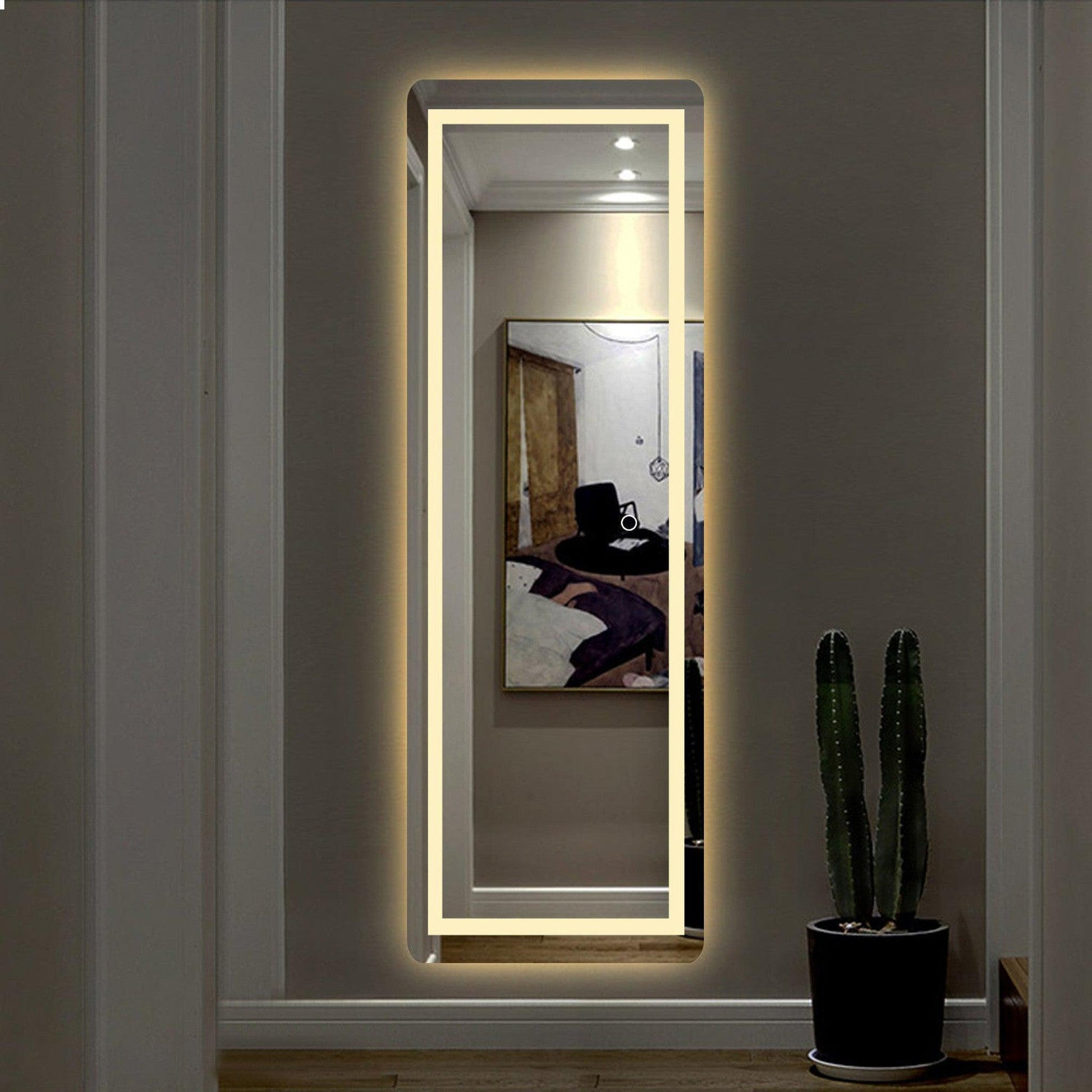 HomeRoots LED Strip Rounded Rectangle Wall Mirror