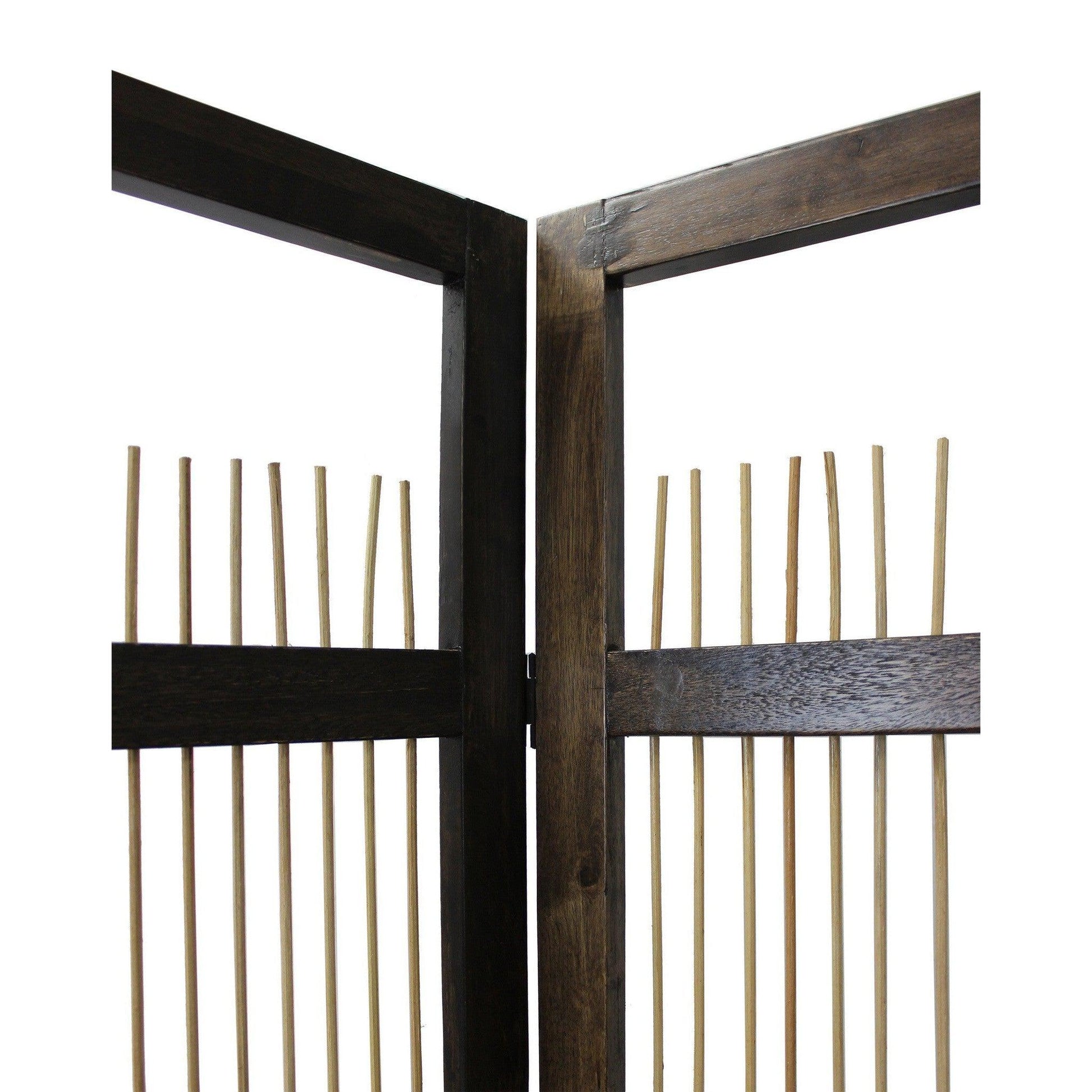 HomeRoots Light And Dark Rattan Three Panel Room Divider Screen