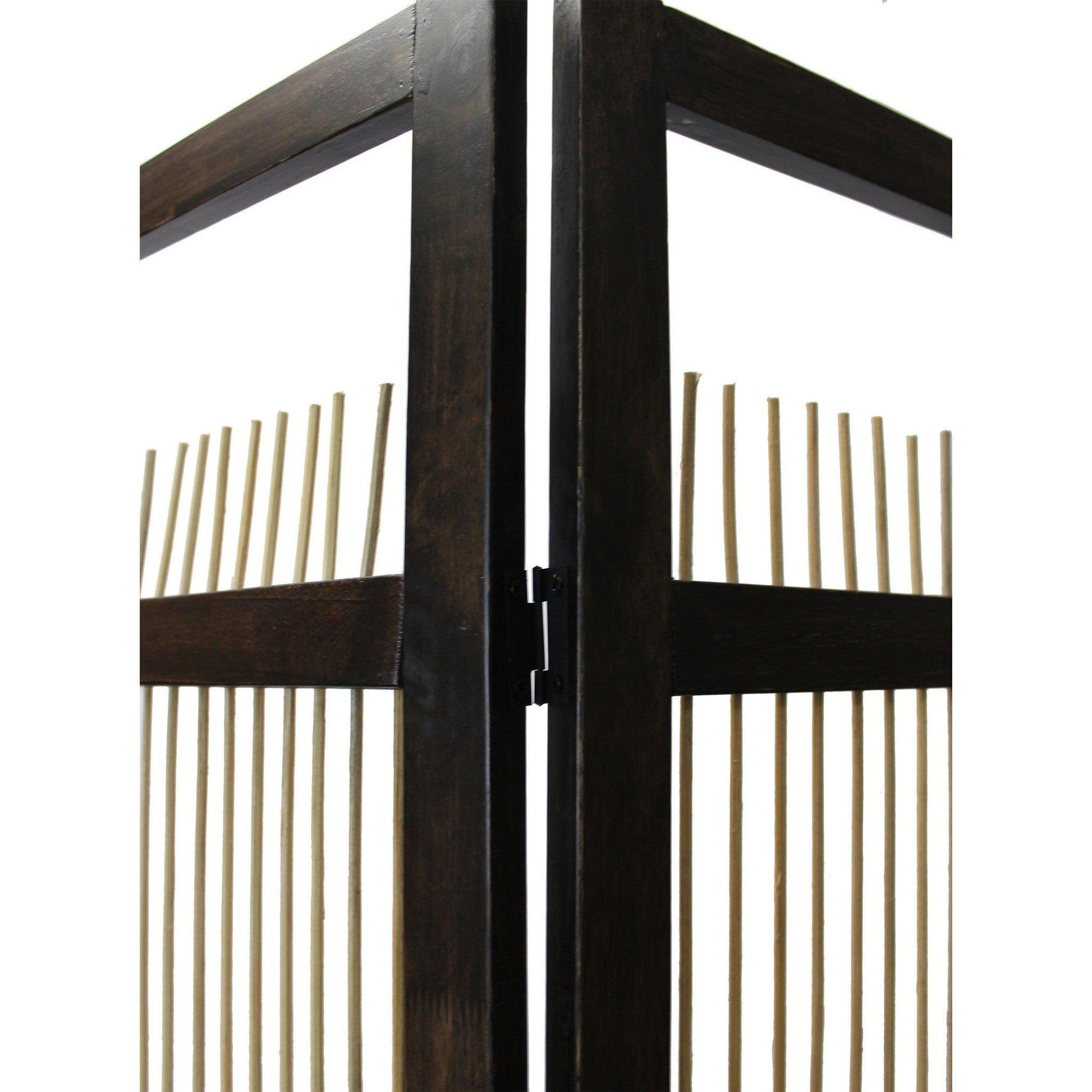 HomeRoots Light And Dark Rattan Three Panel Room Divider Screen
