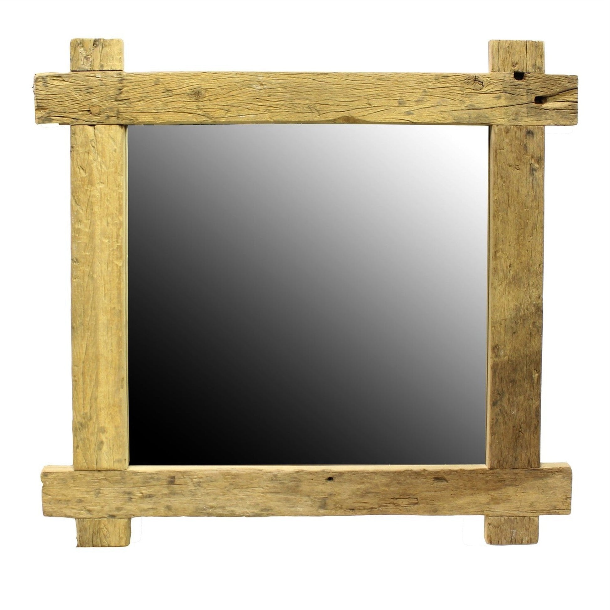 HomeRoots Light Brown Reclaimed Wood Square Mirror