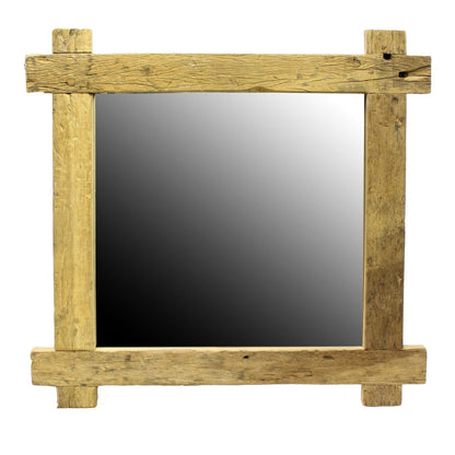 HomeRoots Light Brown Reclaimed Wood Square Mirror