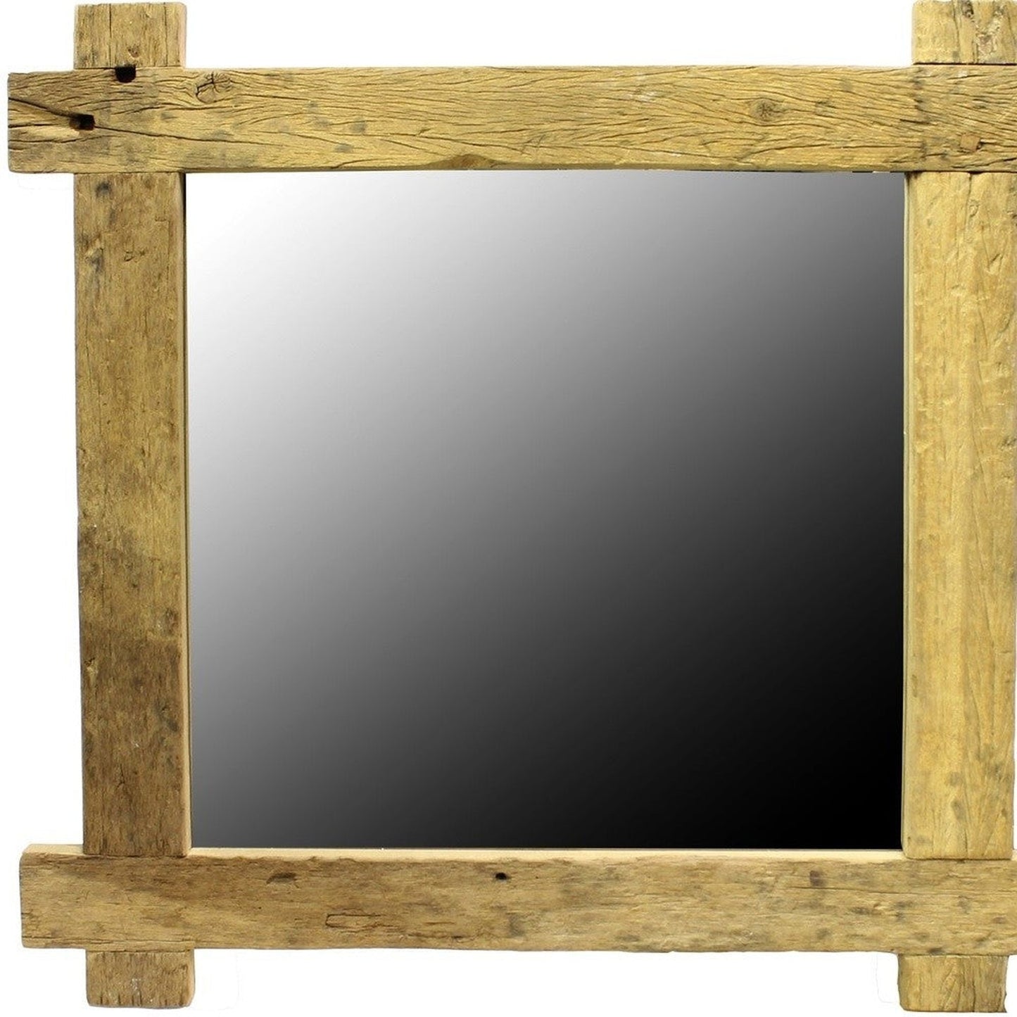 HomeRoots Light Brown Reclaimed Wood Square Mirror