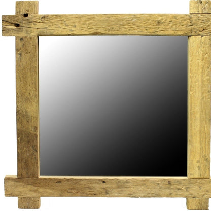 HomeRoots Light Brown Reclaimed Wood Square Mirror