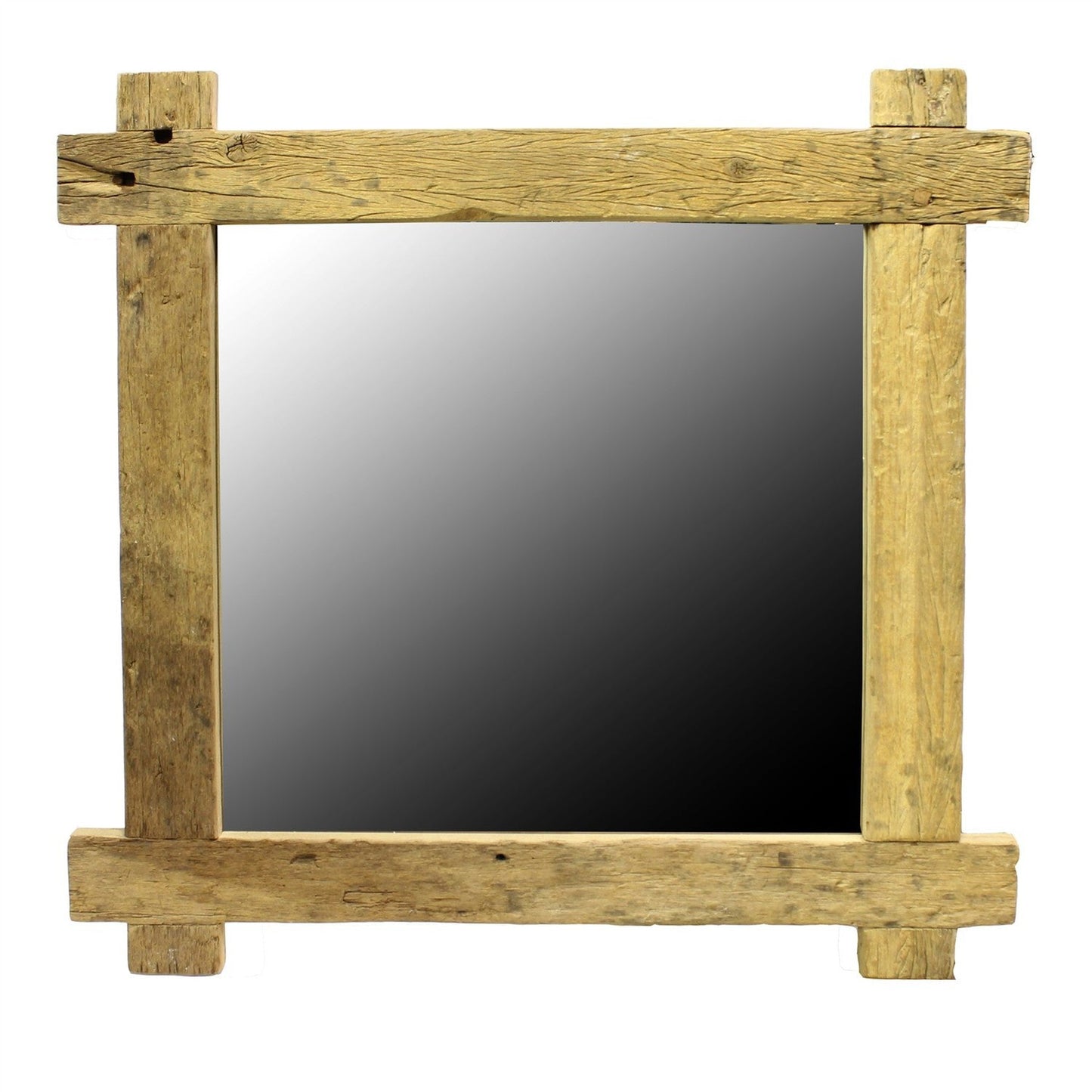 HomeRoots Light Brown Reclaimed Wood Square Mirror