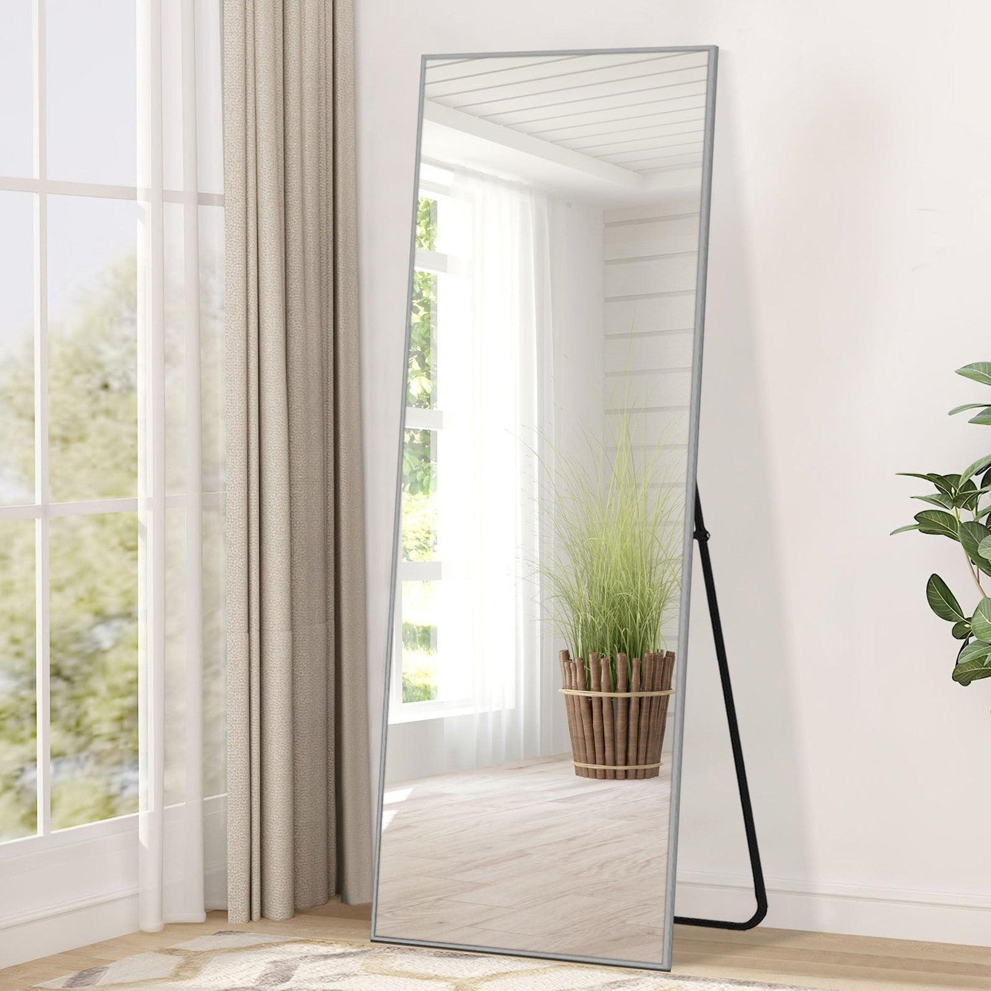 HomeRoots Light Gray Aluminum Framed Mirror