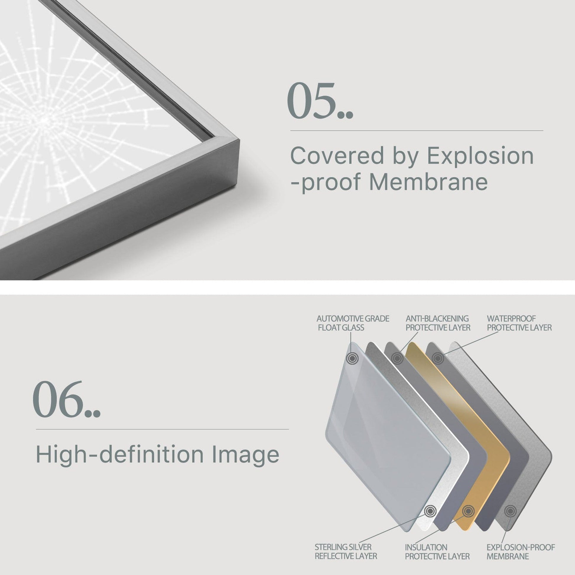 HomeRoots Light Gray Aluminum Framed Mirror