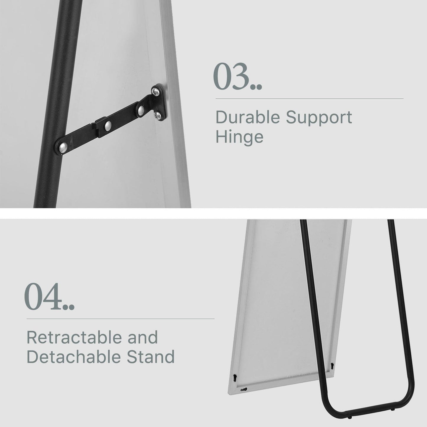 HomeRoots Light Gray Aluminum Framed Mirror