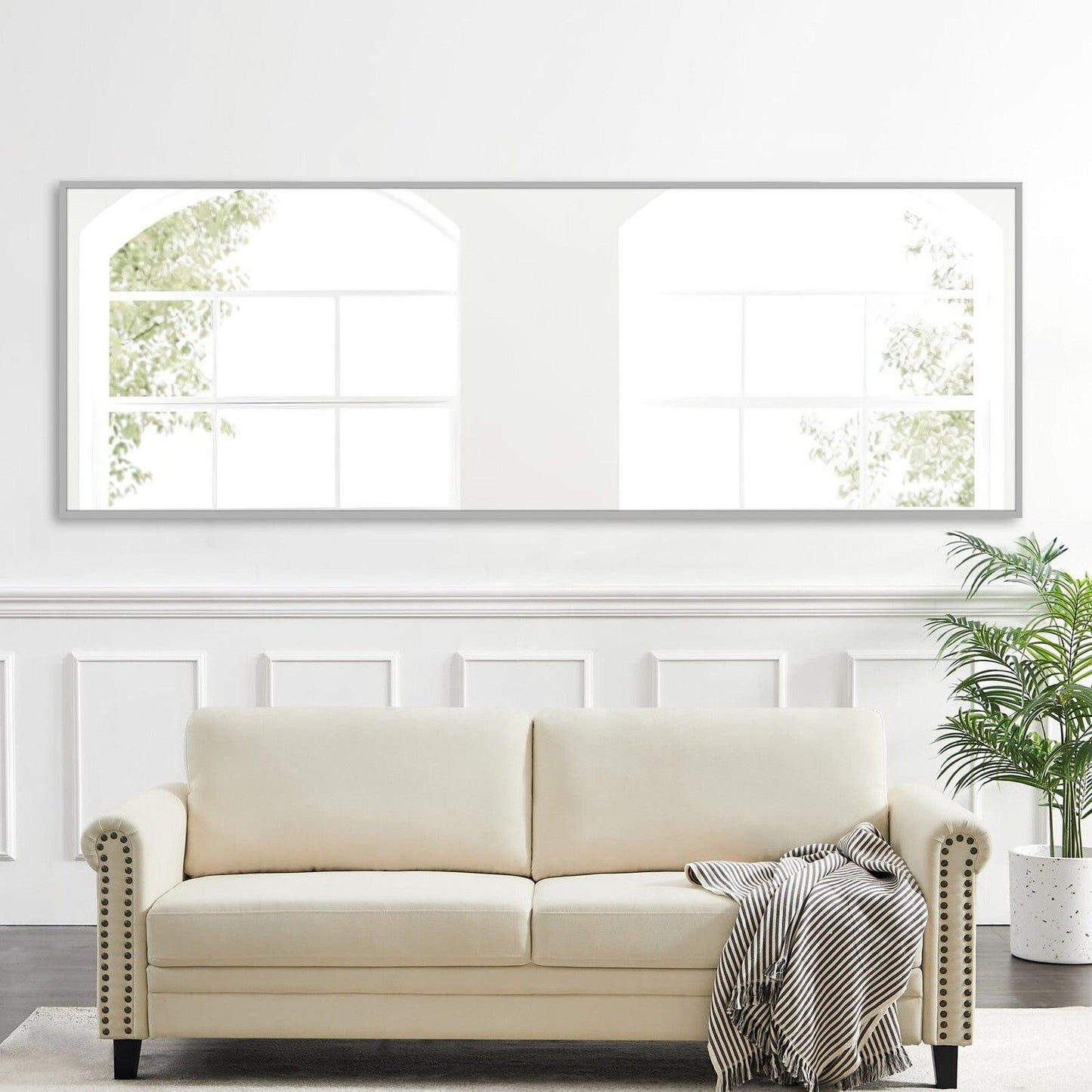 HomeRoots Light Gray Aluminum Framed Mirror