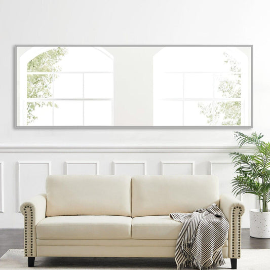 HomeRoots Light Gray Aluminum Framed Mirror