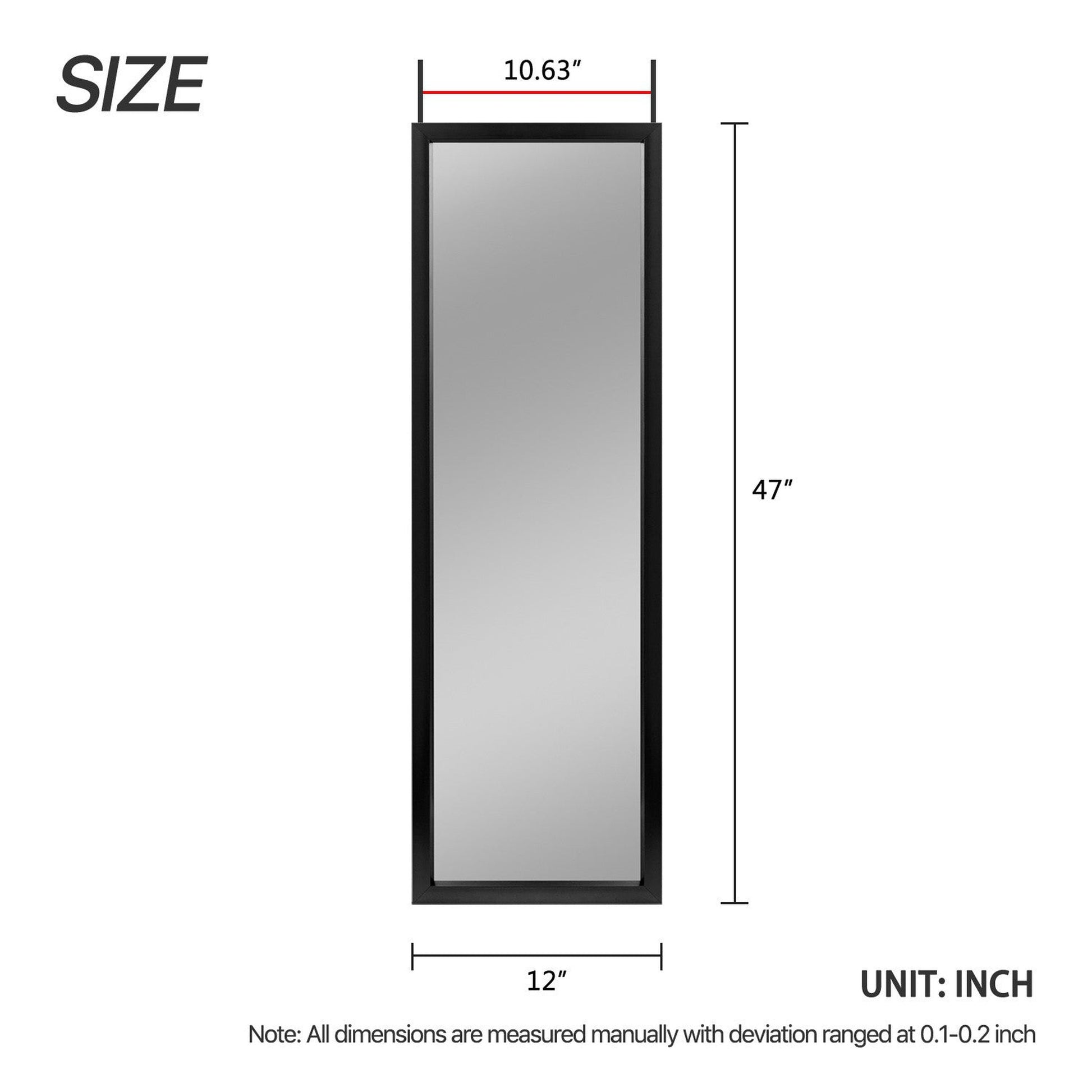 HomeRoots Long Black Framed Door Mount Mirror
