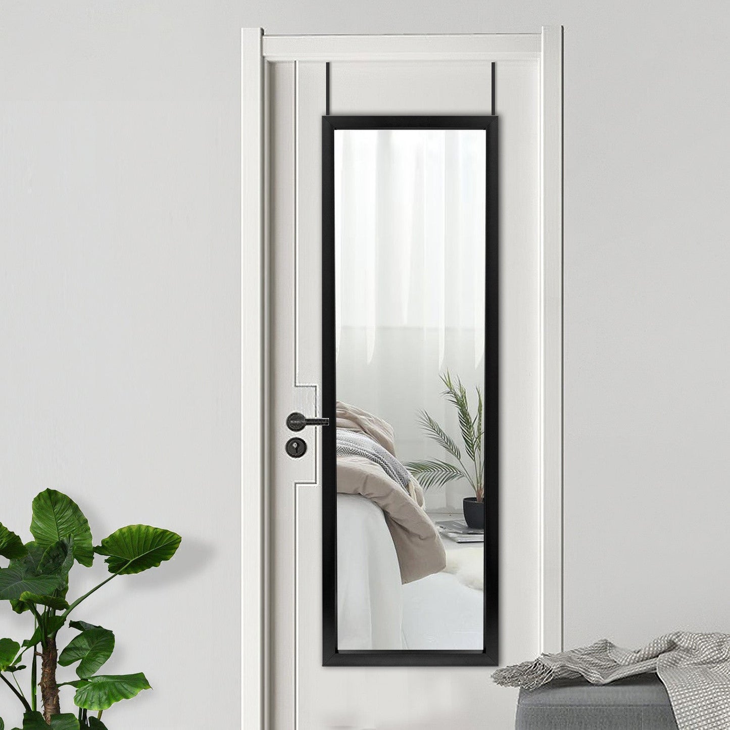 HomeRoots Long Black Framed Door Mount Mirror