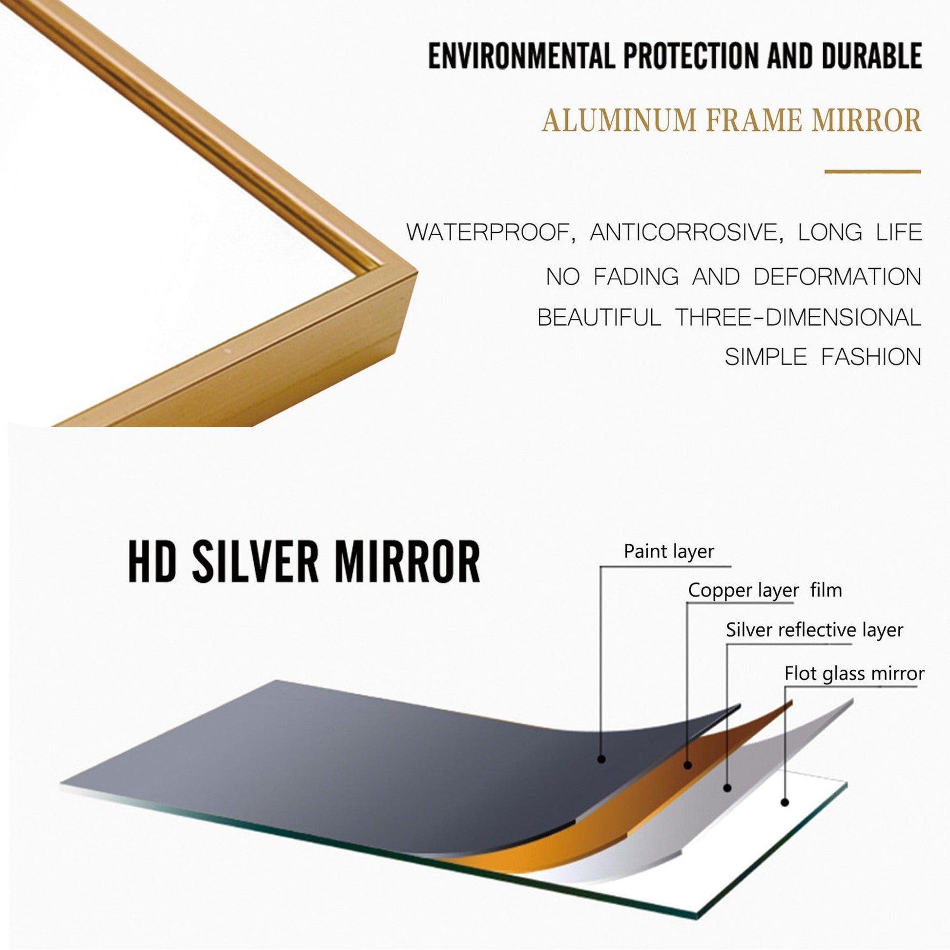 HomeRoots Long Gold Full Length Standing Mirror