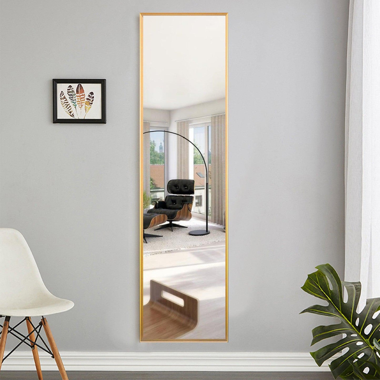 HomeRoots Long Gold Full Length Standing Mirror