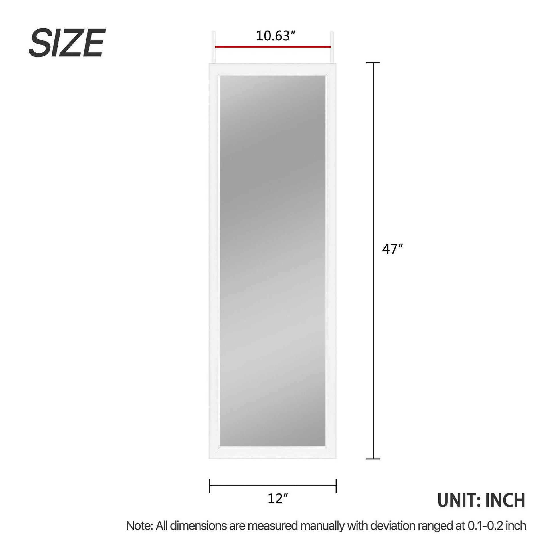 HomeRoots Long White Framed Door Mount Mirror