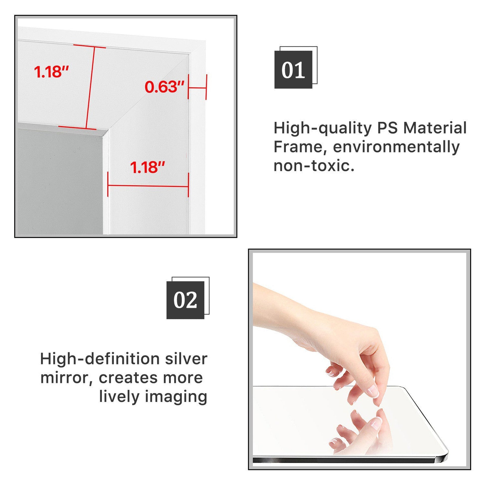 HomeRoots Long White Framed Door Mount Mirror