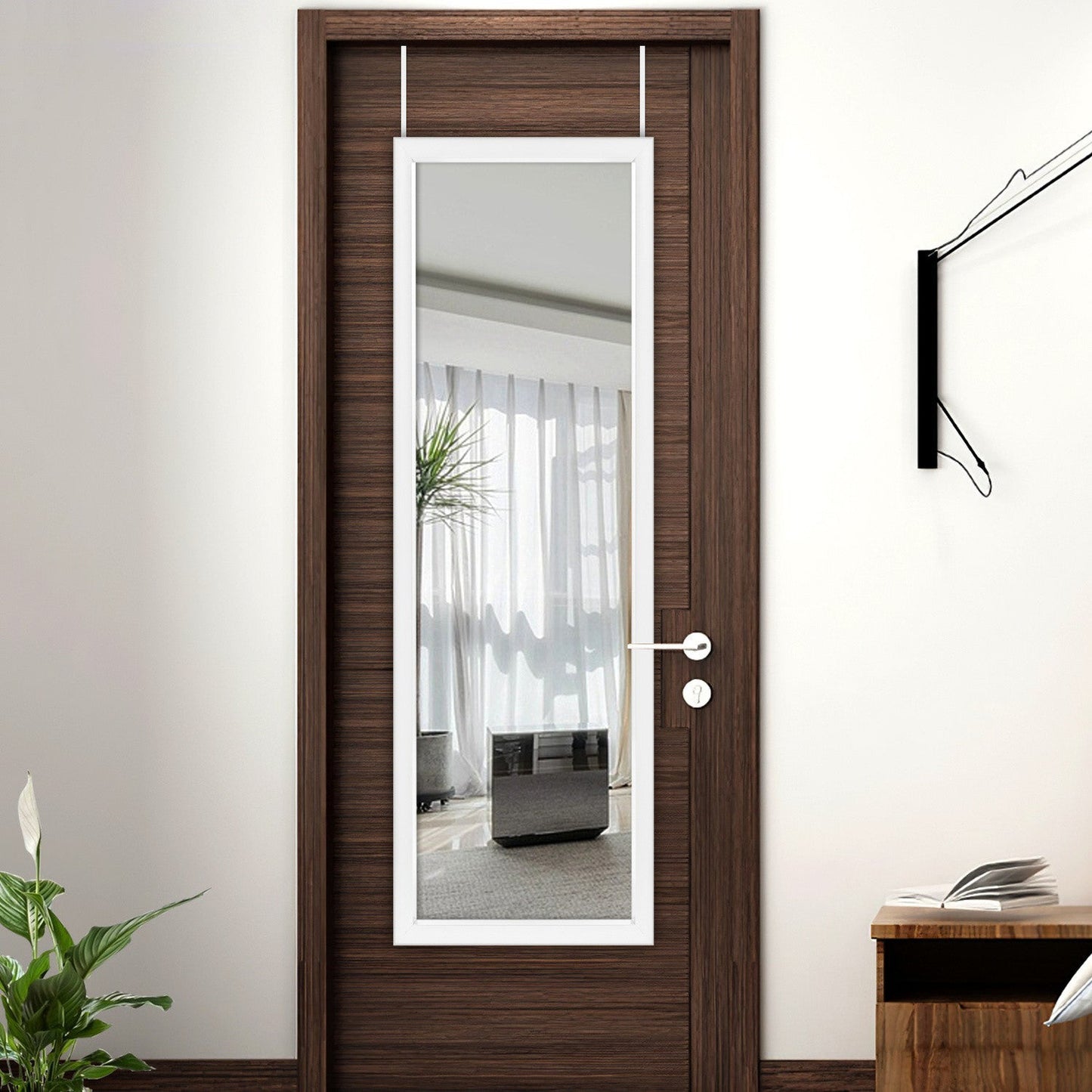 HomeRoots Long White Framed Door Mount Mirror