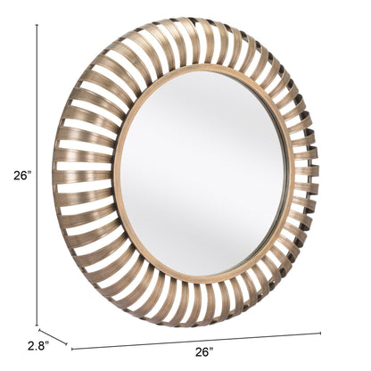 HomeRoots Matte Gold Striped Round Mirror