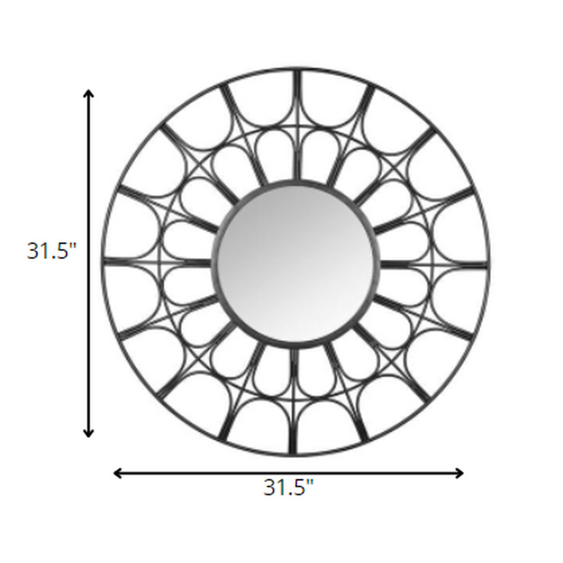 HomeRoots Metal Arch Design Round Wall Mirror