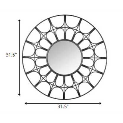 HomeRoots Metal Arch Design Round Wall Mirror