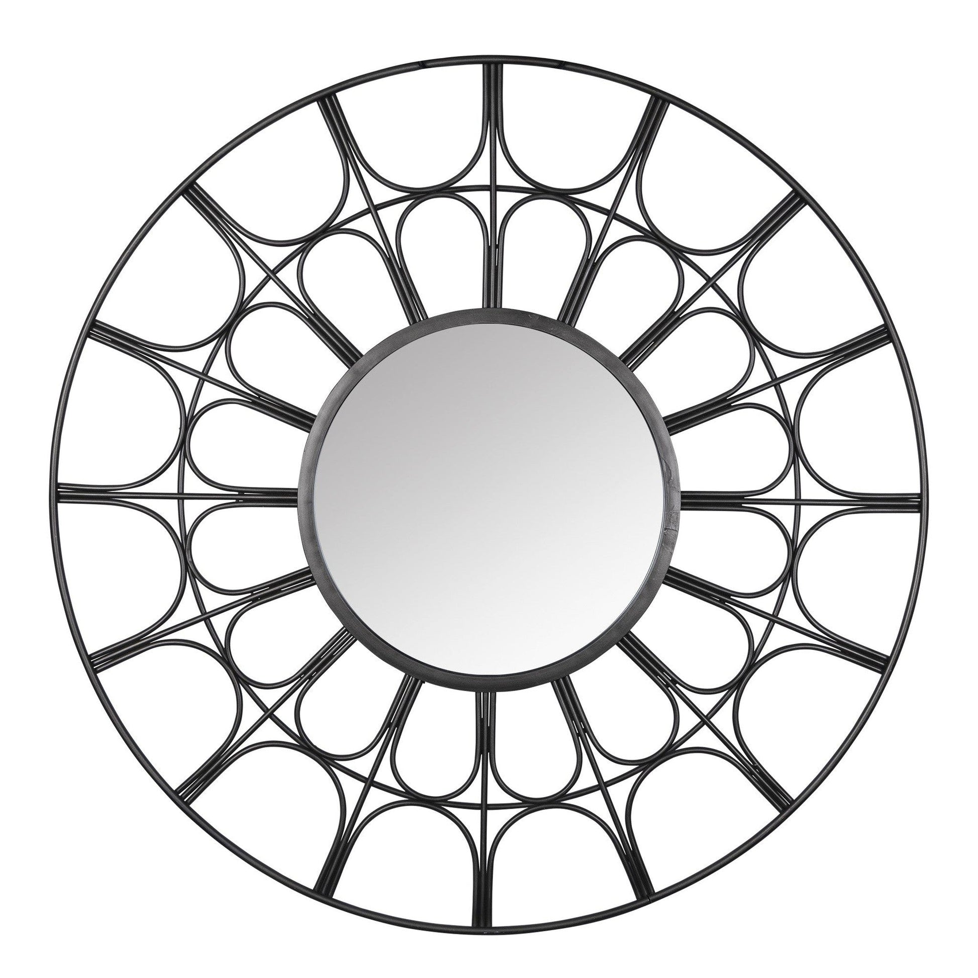 HomeRoots Metal Arch Design Round Wall Mirror