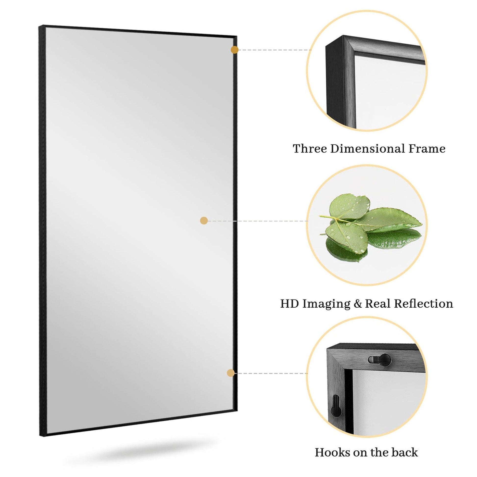 HomeRoots Minimal Black Bathroom Vanity Mirror