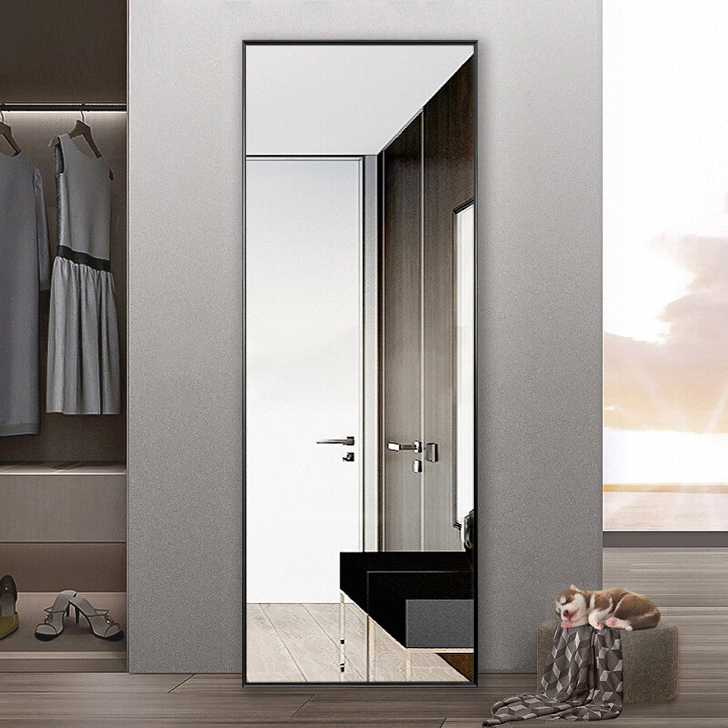 HomeRoots Minimal Black Mirror with Stand