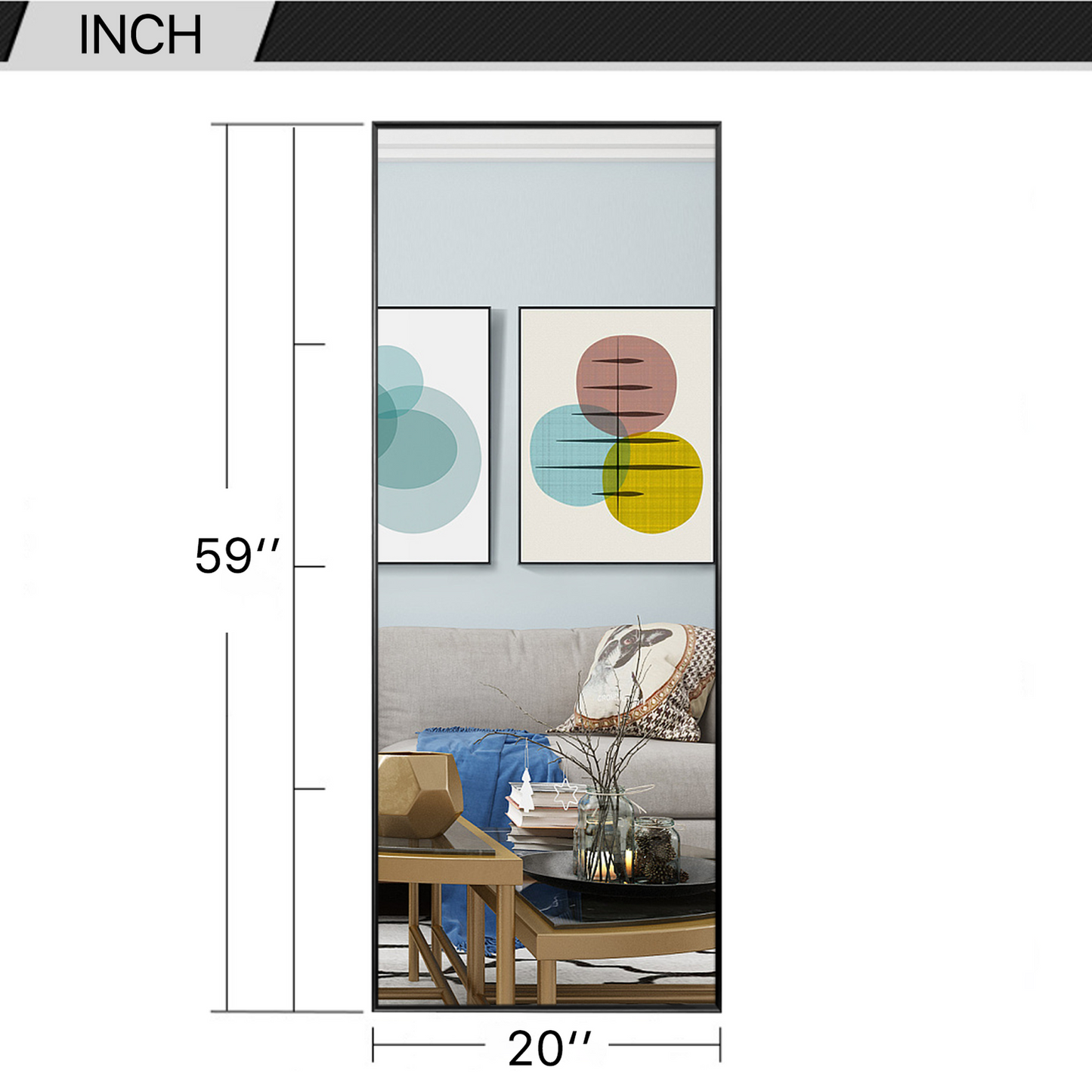 HomeRoots Minimal Black Mirror with Stand