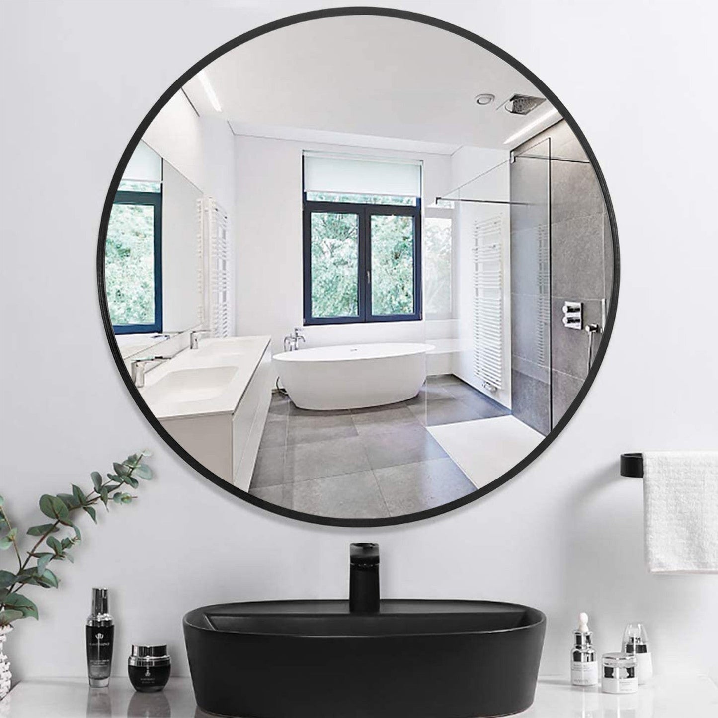 HomeRoots Minimal Black Round Wall Mirror
