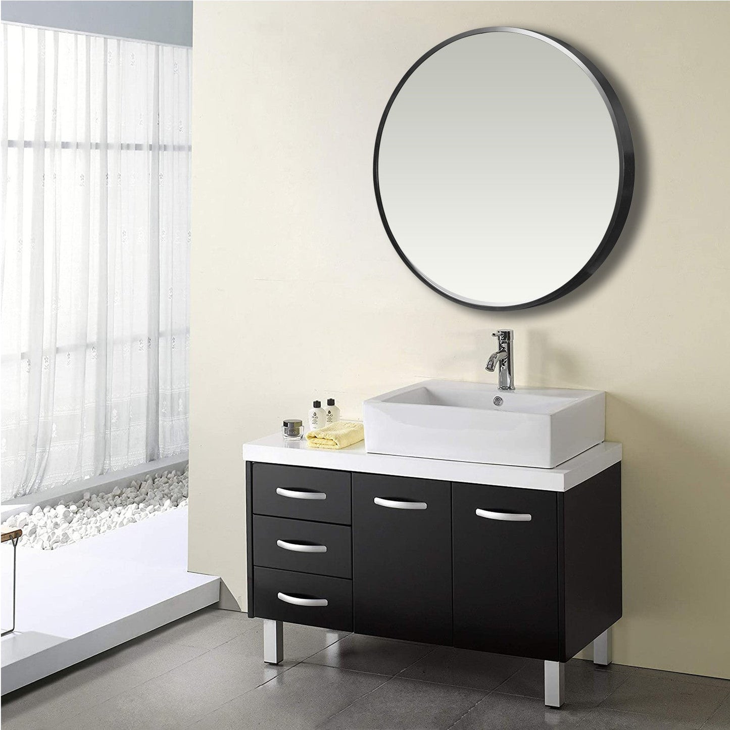 HomeRoots Minimal Black Round Wall Mirror