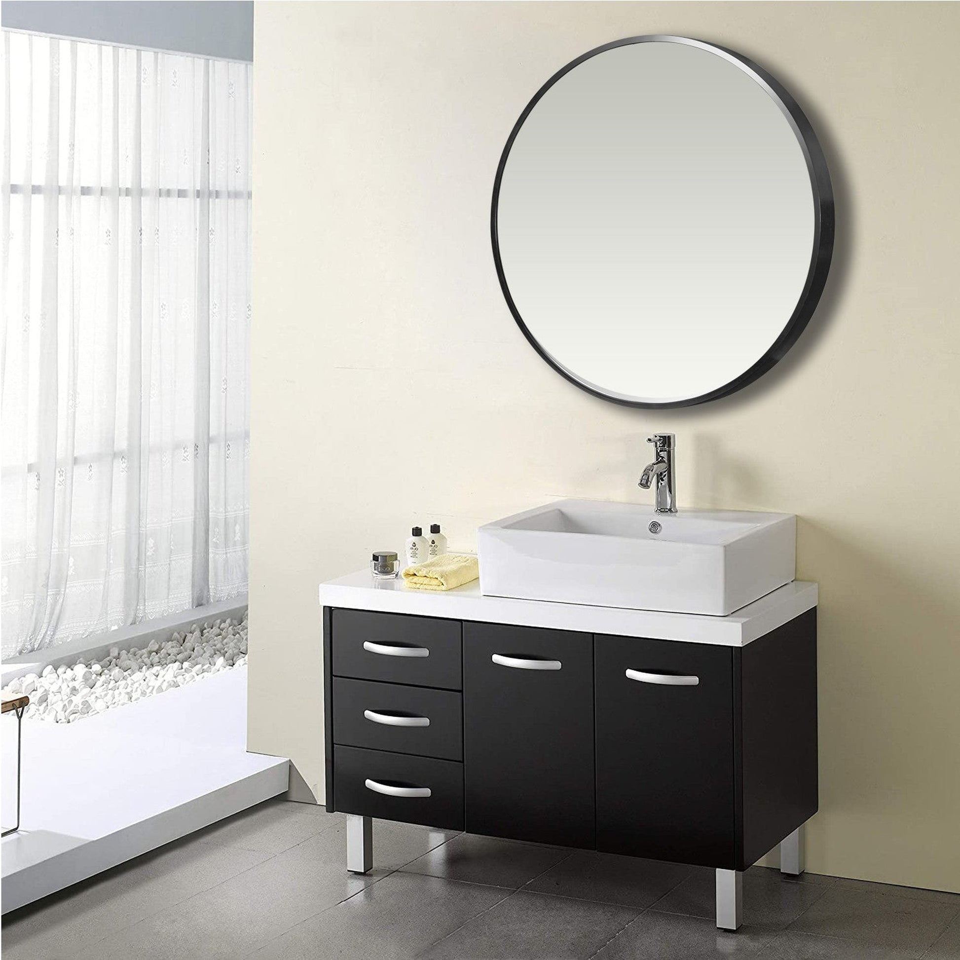 HomeRoots Minimal Black Round Wall Mirror