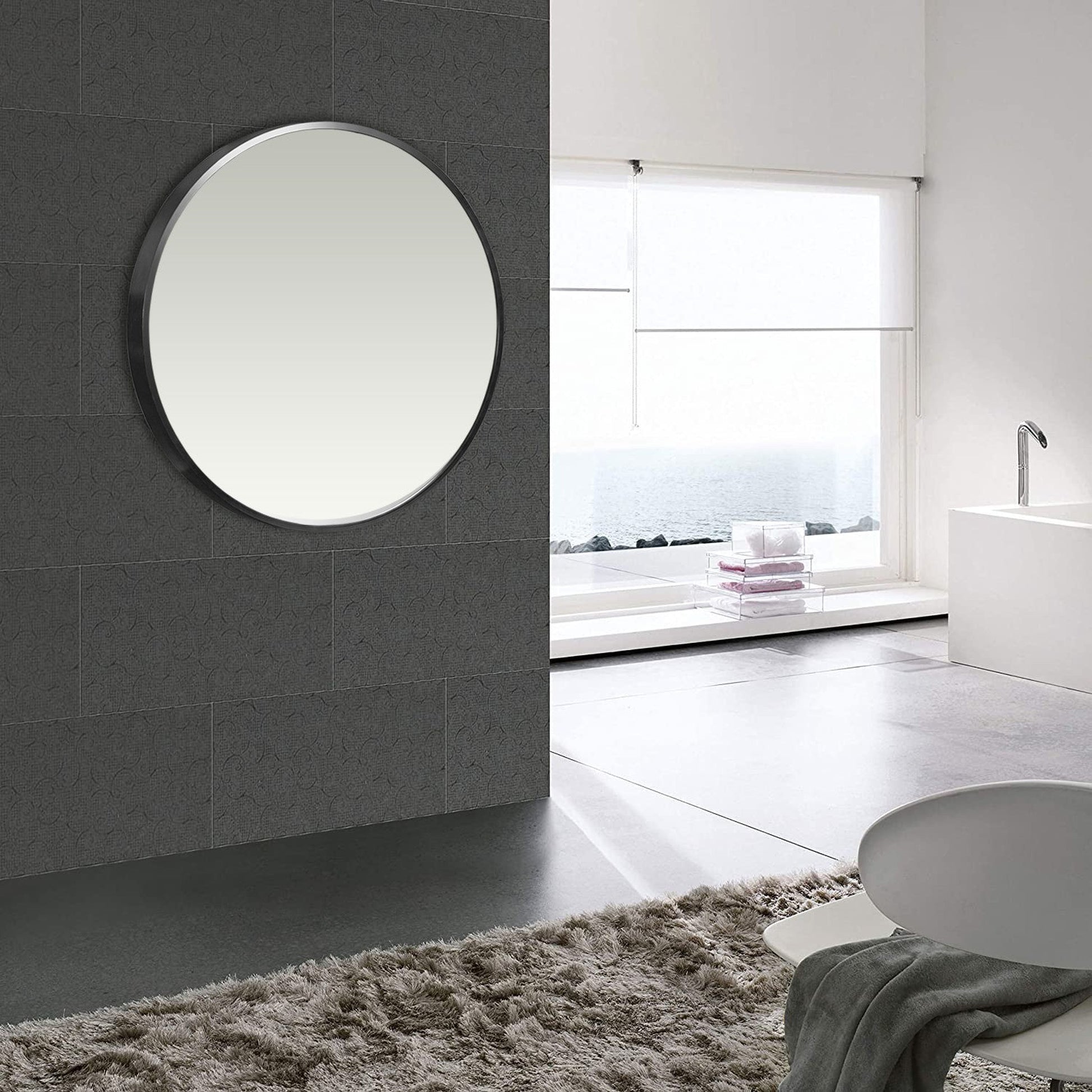 HomeRoots Minimal Black Round Wall Mirror