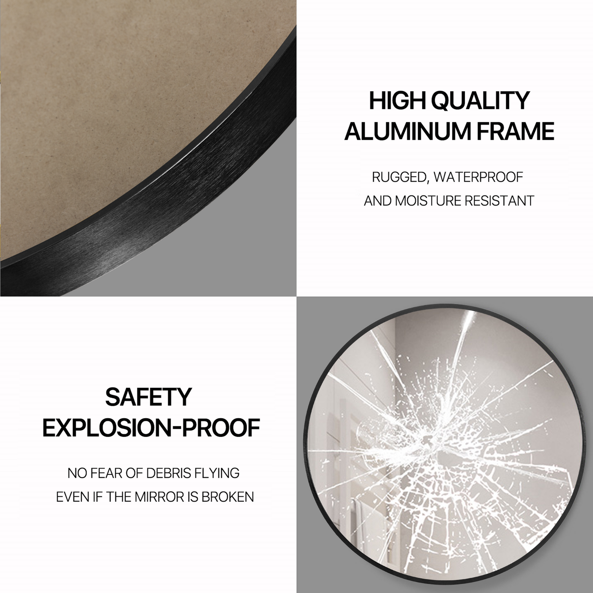 HomeRoots Minimal Black Round Wall Mirror