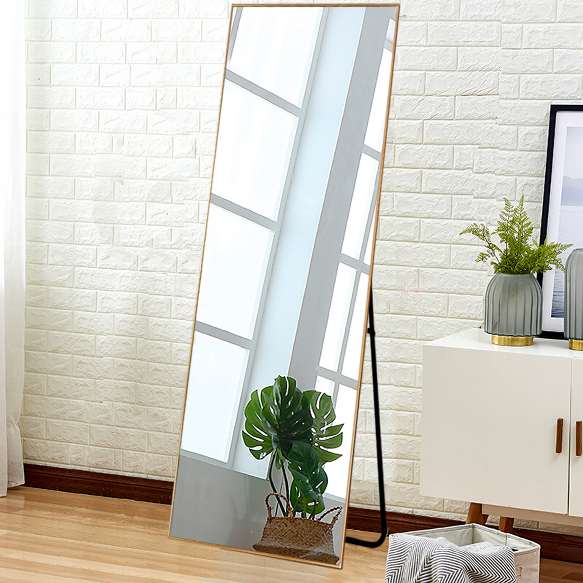 HomeRoots Minimal Gold Full-length Mirror with Stand