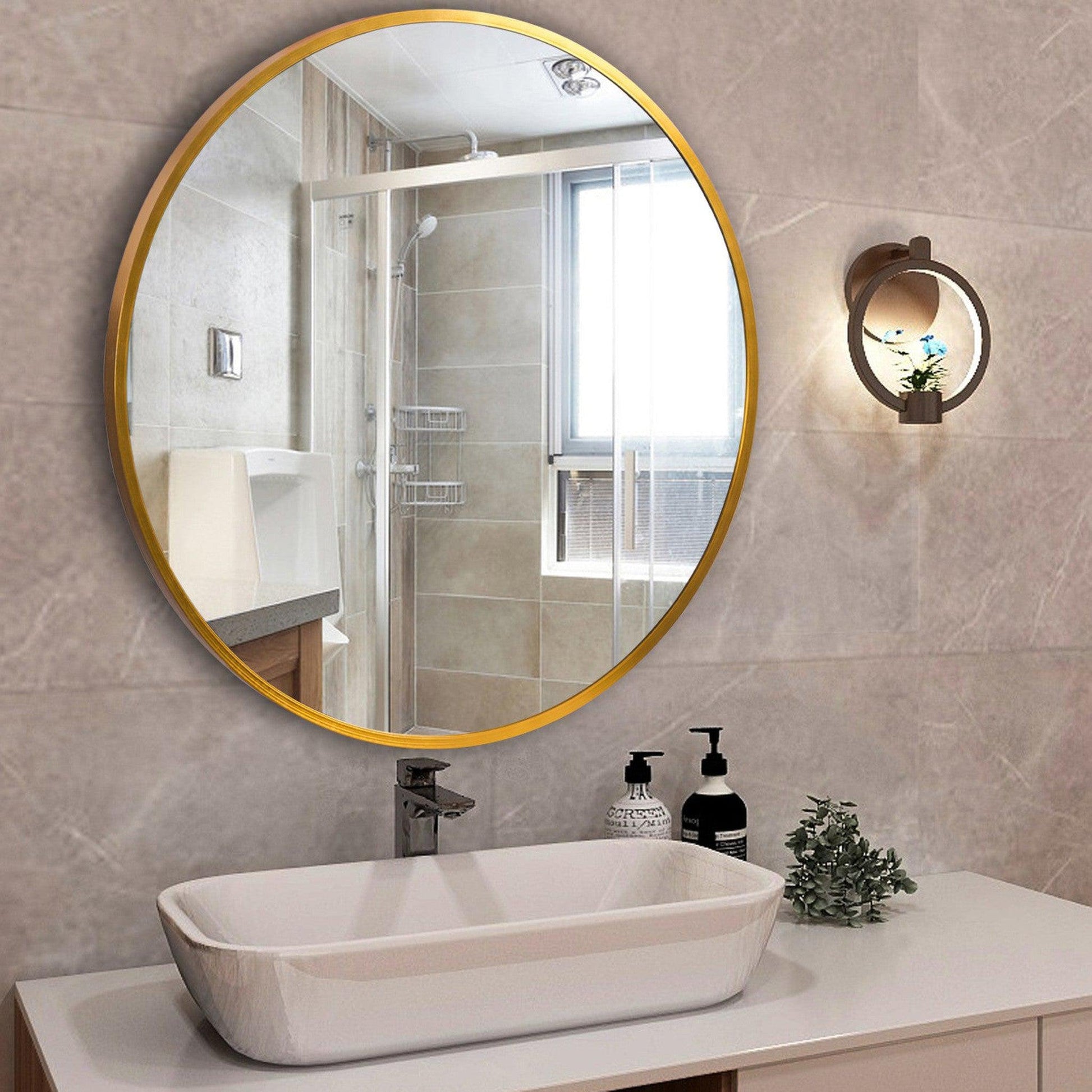 HomeRoots Minimal Gold Round Wall Mirror