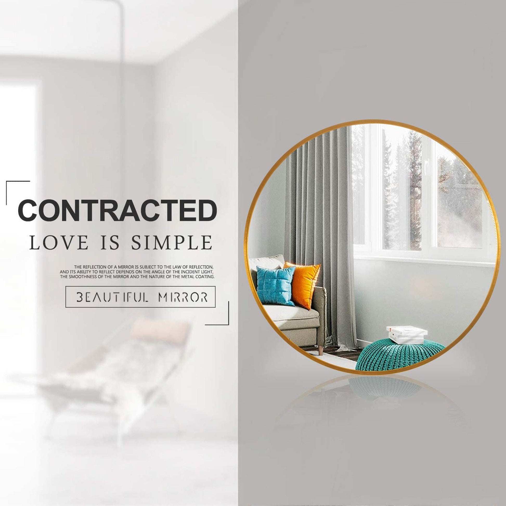 HomeRoots Minimal Gold Round Wall Mirror