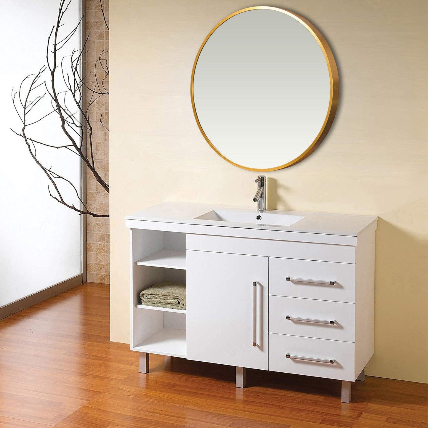 HomeRoots Minimal Gold Round Wall Mirror