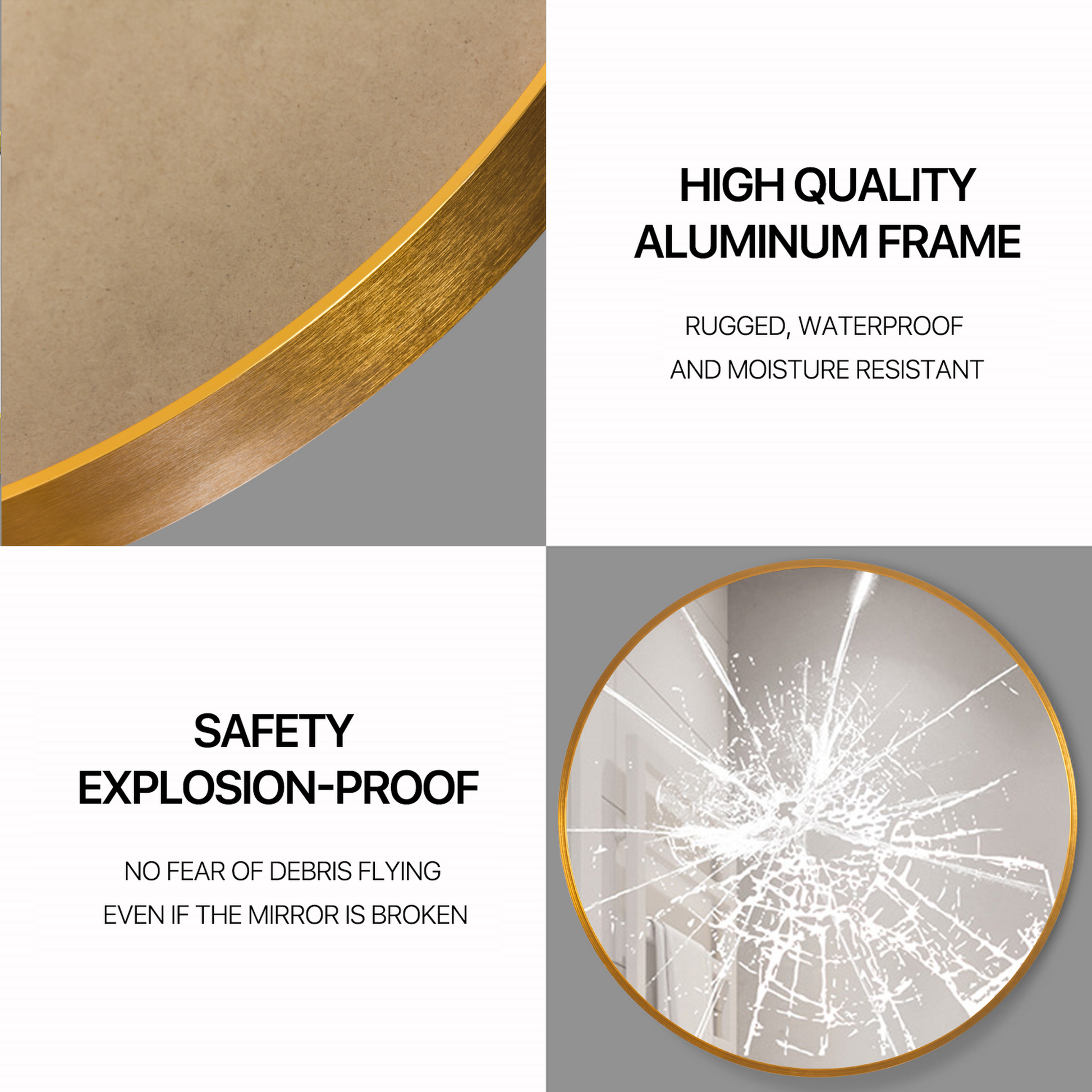 HomeRoots Minimal Gold Round Wall Mirror