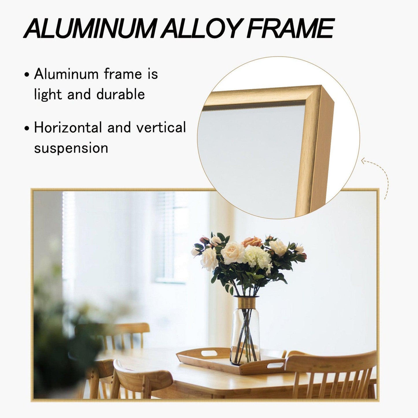 HomeRoots Minimal Metal Framed Bathroom Vanity Mirror