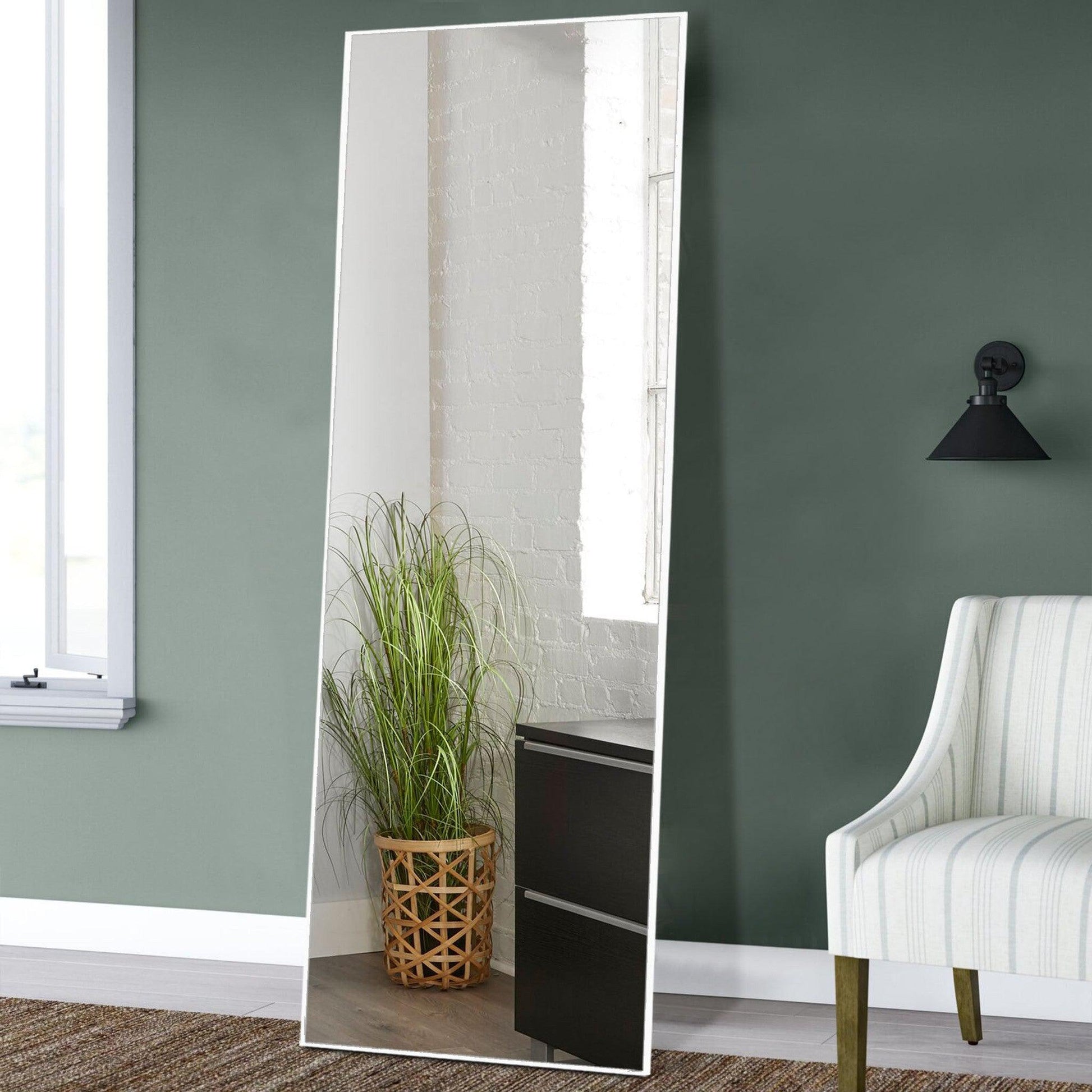 HomeRoots Minimal White Rectangular Full-length Wall Mirror
