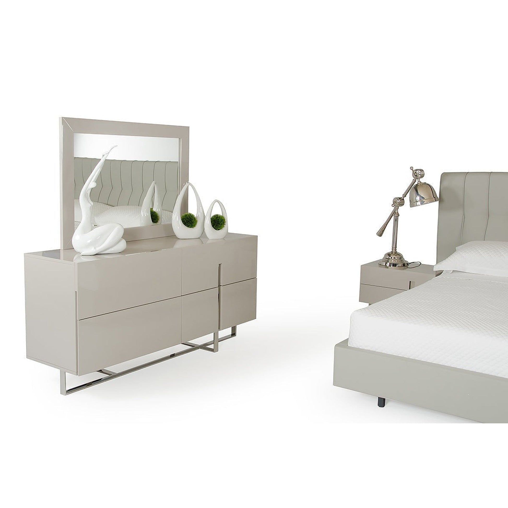 HomeRoots Minimalist 3 Drawer Cabinet in Light Gray Finish