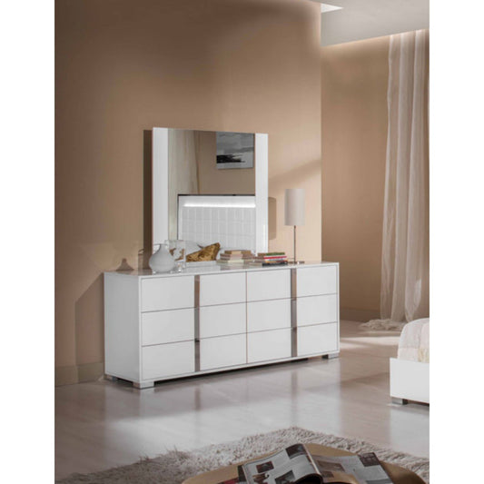 HomeRoots Minimalist 6 Drawer Cabinet in White Finish