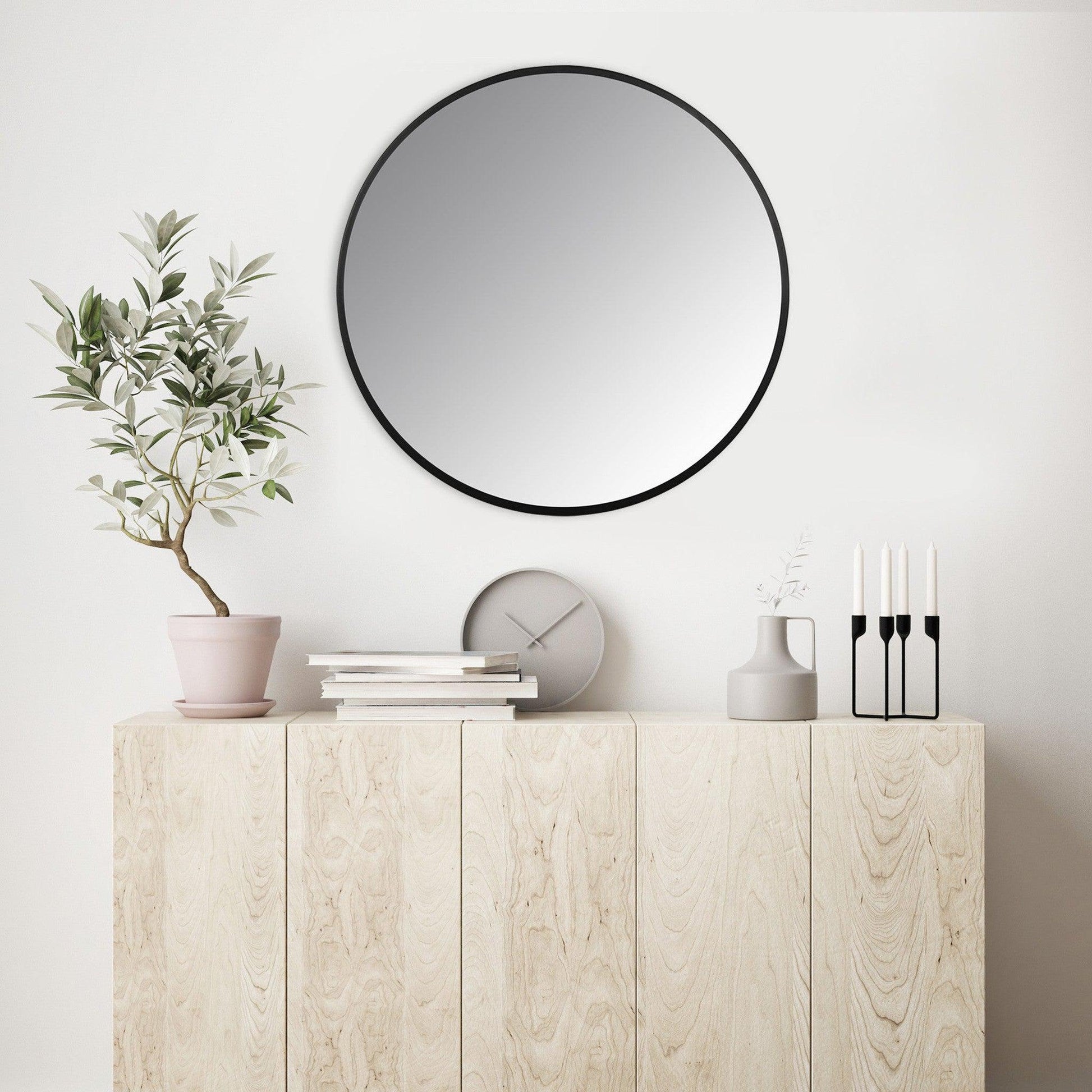 HomeRoots Minimalist Black Round Wall Mirror