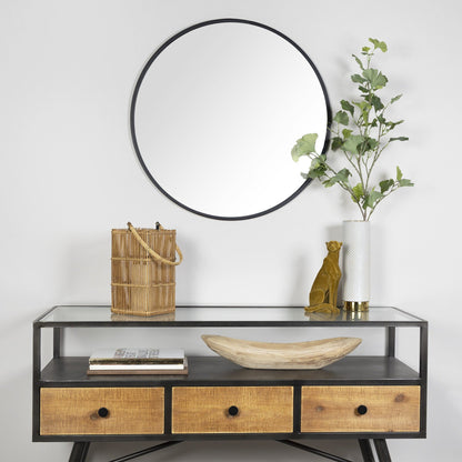 HomeRoots Minimalist Black Round Wall Mirror
