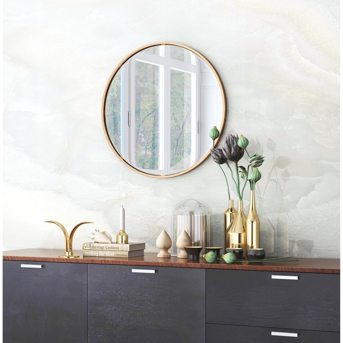 HomeRoots Minimalist Gold Oval Mirror