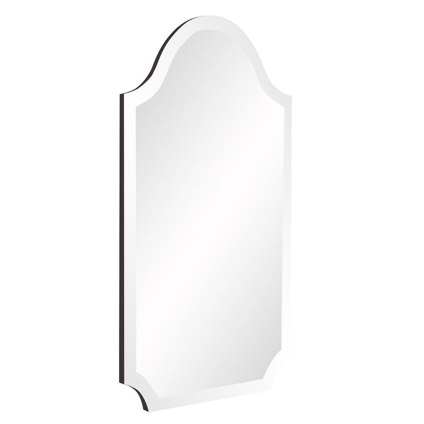 HomeRoots Minimalist Rectangle Arched Glass Mirror with Beveled Edge And Scalloped Corners