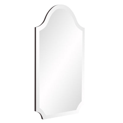 HomeRoots Minimalist Rectangle Arched Glass Mirror with Beveled Edge And Scalloped Corners